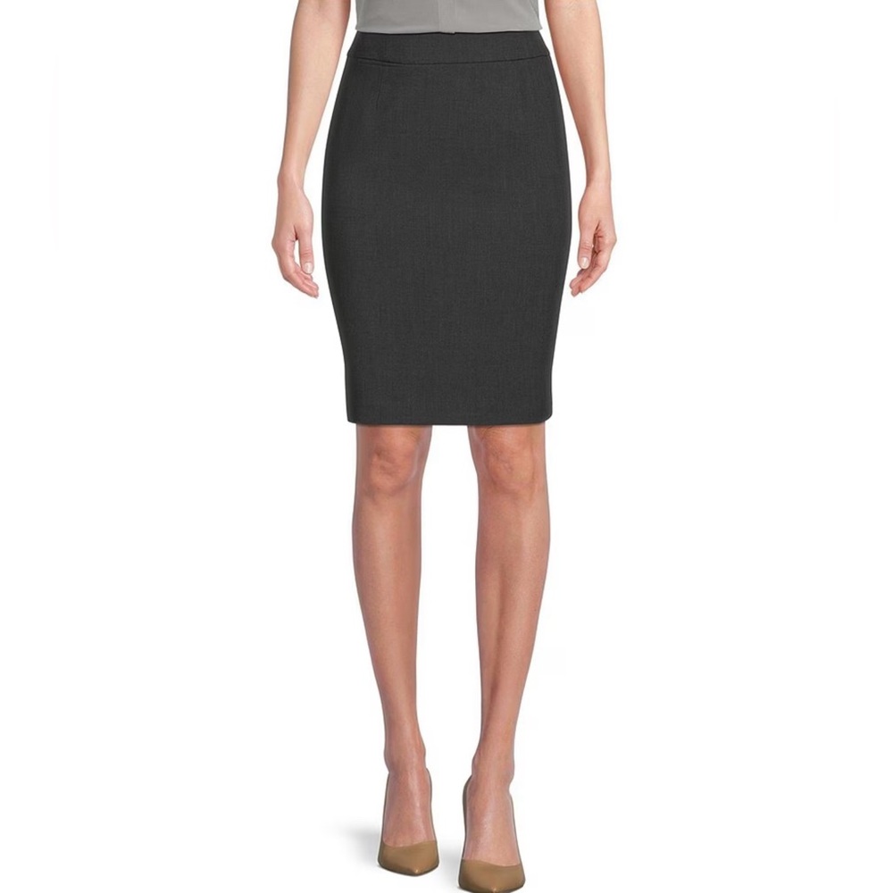 Calvin Klein Petite High Rise Luxe Stretch Pencil Skirt- Charcoal